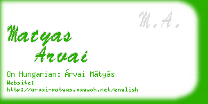 matyas arvai business card