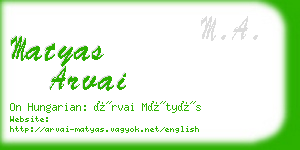 matyas arvai business card